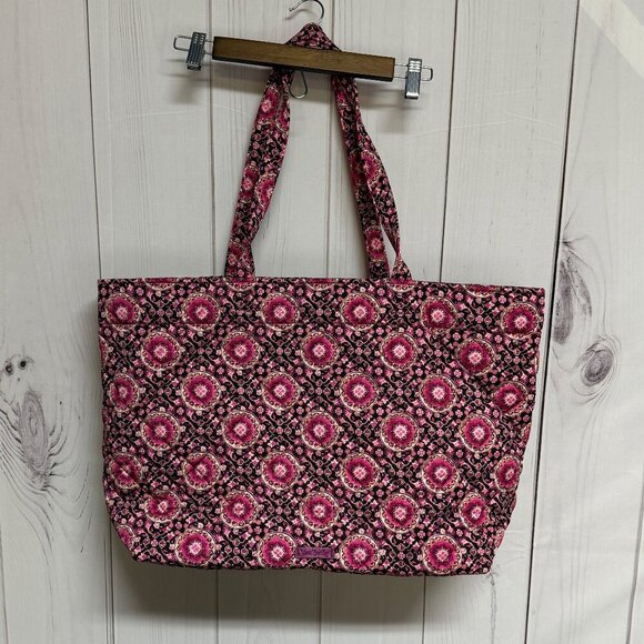 Vera Bradley Iconic GRAND Tote – Raspberry Medallion – NWT - Reversible - Picture 1 of 12